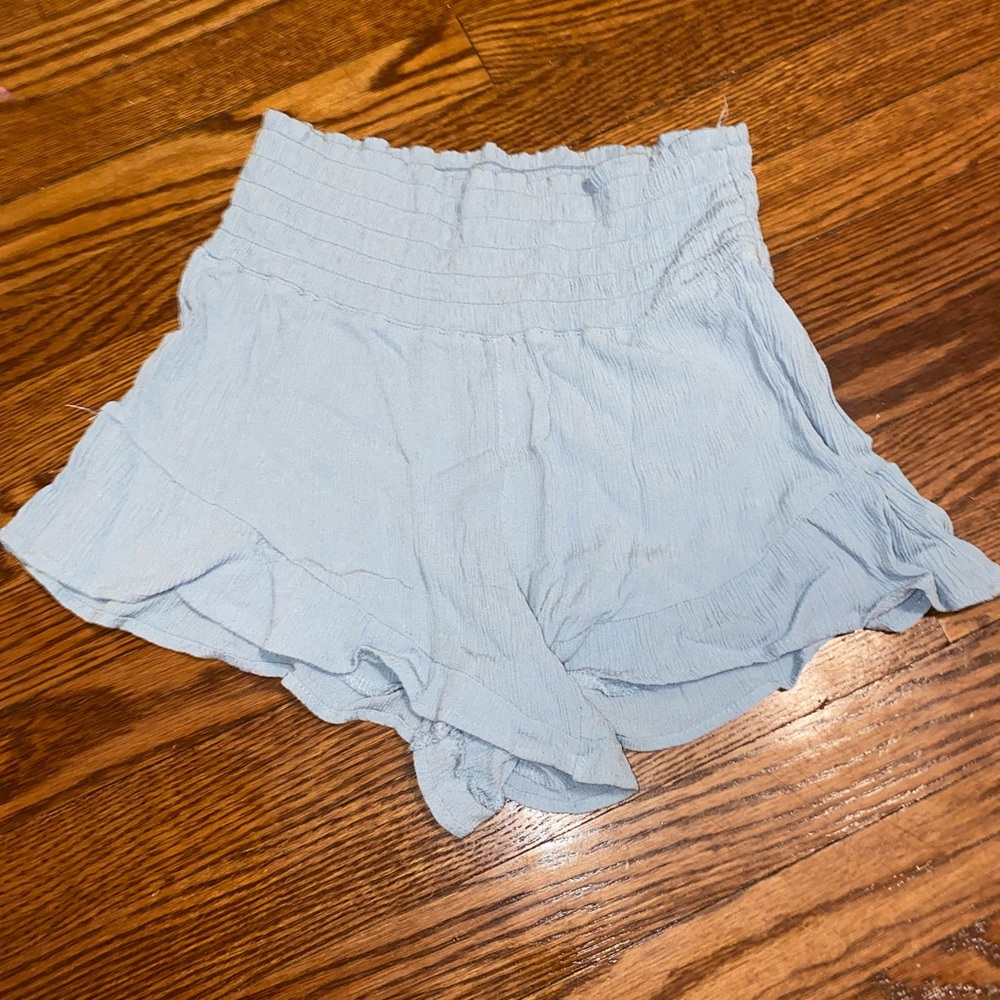 High waisted flown blue shorts